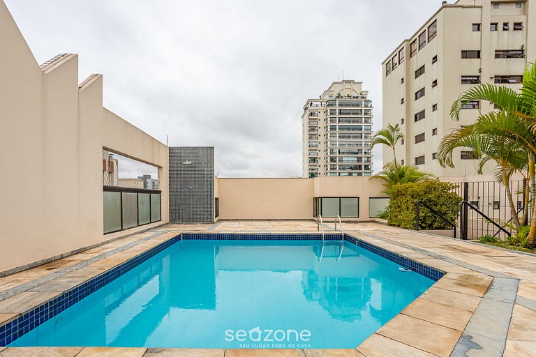 Apto 1Qto c/ piscina 600m do metro Moema/SP NPZ093