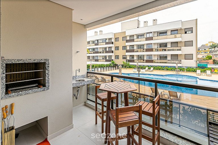 Moderno apto 2min da praia c/churrasq ADC105