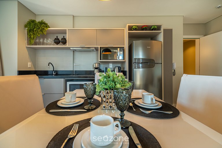 Apto churrasq 280m da Praia com vista mar MHF1702