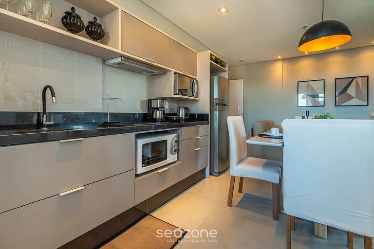 Apto churrasq 280m da Praia com vista mar MHF1702