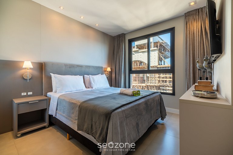 Apto churrasq 280m da Praia com vista mar MHF1702