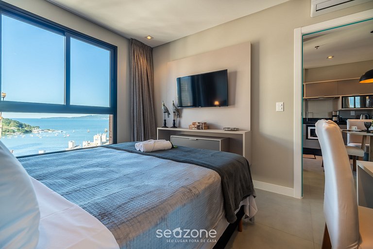 Apto churrasq 280m da Praia com vista mar MHF1702