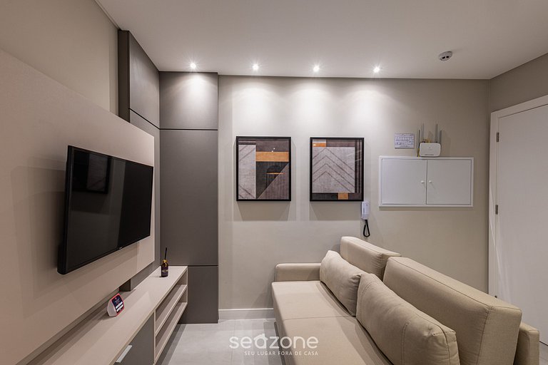 Apto c/ Churrasq. Vista mar 280m da praia MHF0908