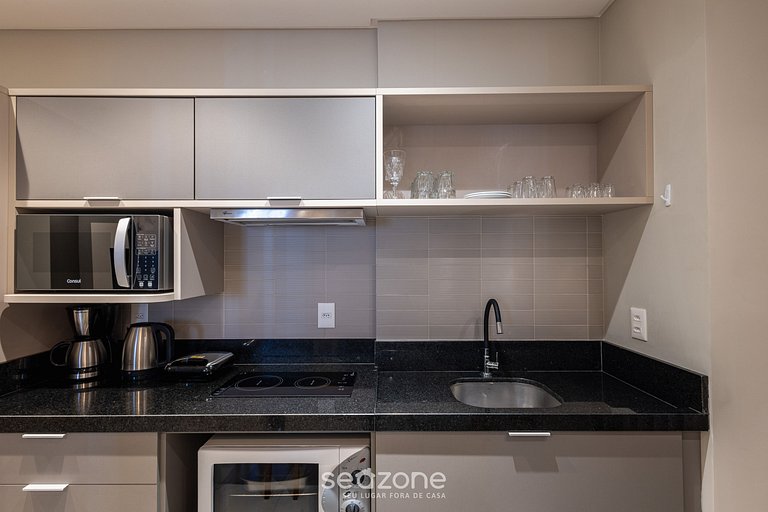 Apto c/ Churrasq. Vista mar 280m da praia MHF0908