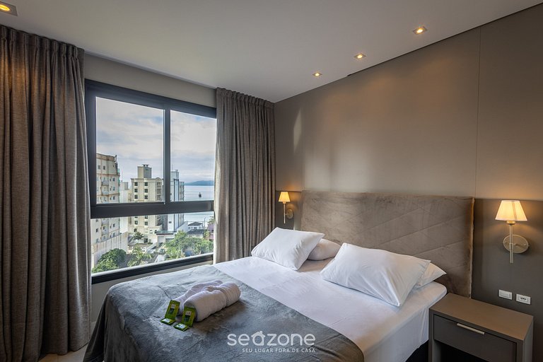 Apto c/ Churrasq. Vista mar 280m da praia MHF0908