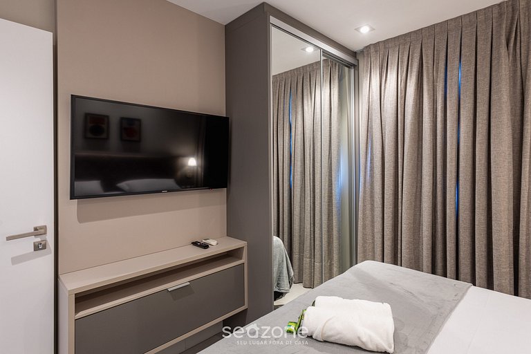 Apto c/ Churrasq. Vista mar 280m da praia MHF0908