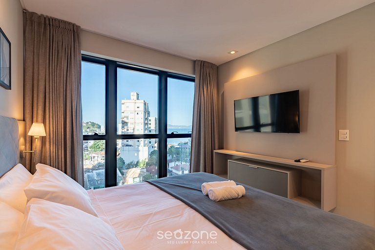 Apto a 280m da praia c/ vista mar e acad. MHF0704