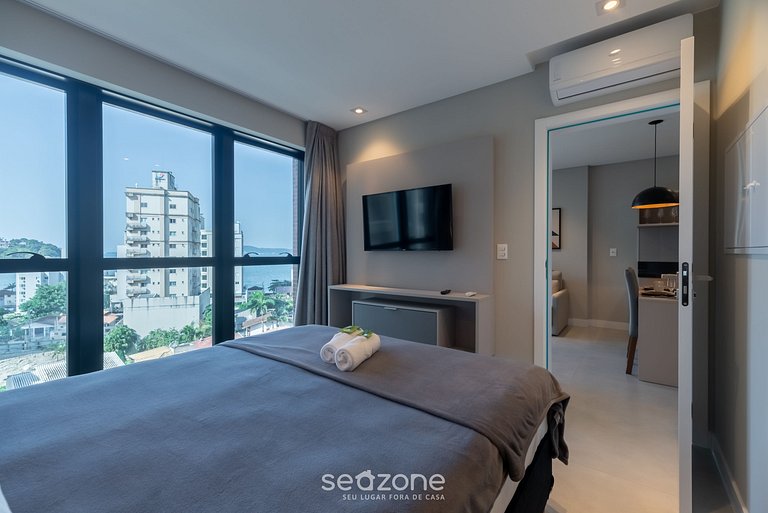 Apto a 280m da praia c/ vista mar e acad. MHF0704