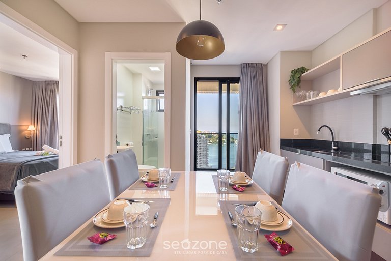 Apto vista mar c/ parrilla 280m playa MHF1902