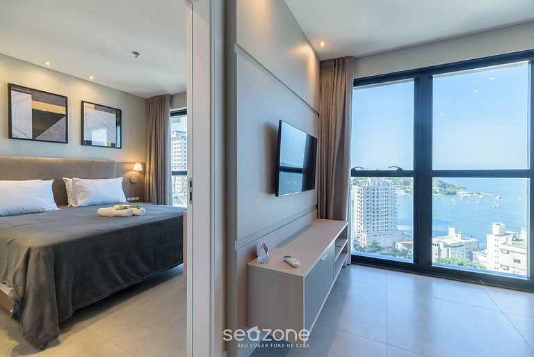 Apartamento com vista para o mar no condomínio a 280 metros