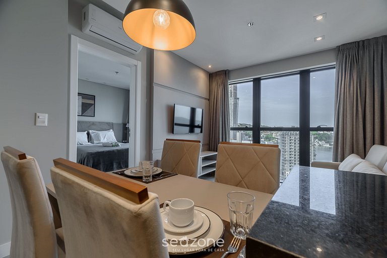 Apto vista mar cond. c/ acad. 280m praia - MHF1704