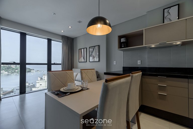 Apto vista mar cond. c/ acad. 280m praia - MHF1704