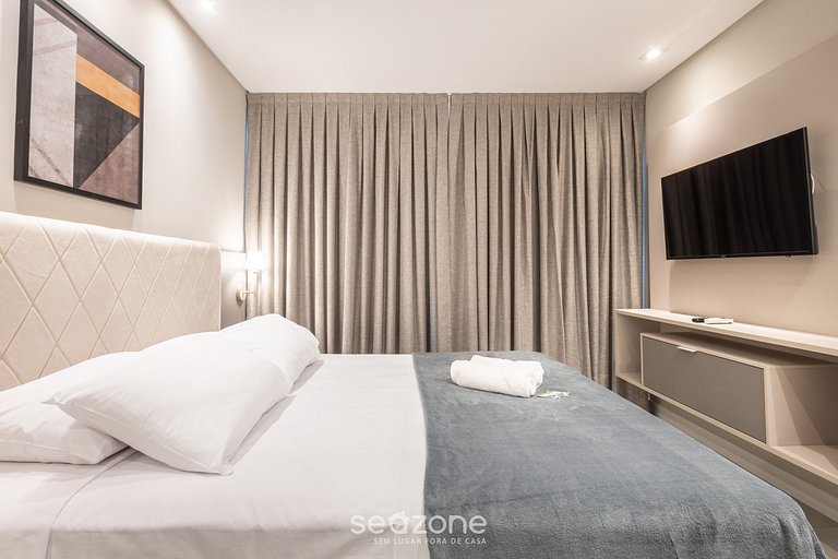 Apto 1Q c/ vista mar e acad. 280m da praia MHF1804