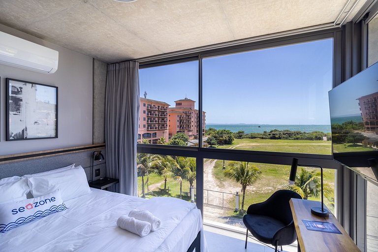 Estudio cómodo con vista frente mar Jurerê SPJ0305