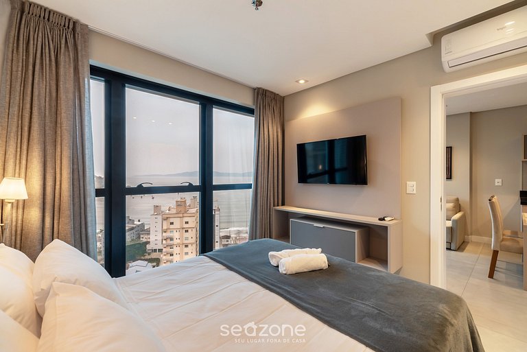 Apto vista mar c/ acad. 280m da praia MHF1703