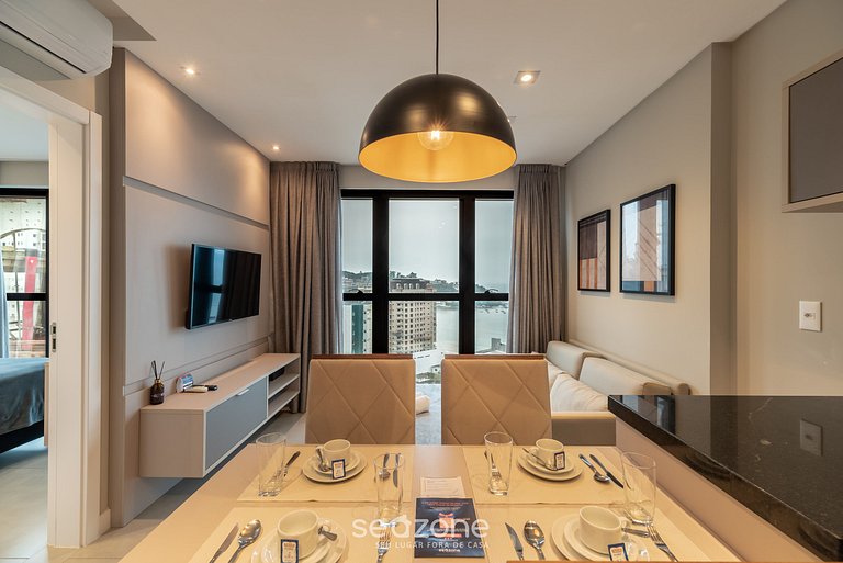 Apto vista mar c/ acad. 280m da praia MHF1703