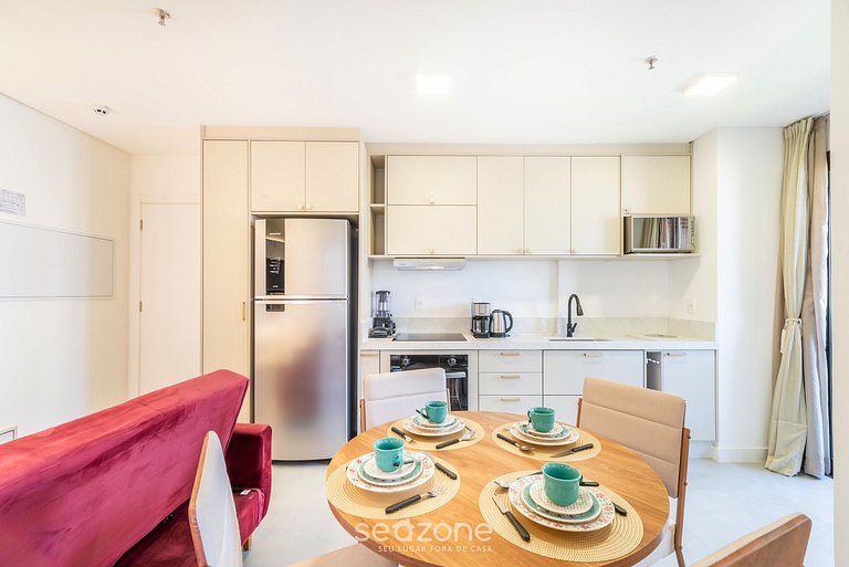 Apartamento com vista para o mar, condomínio a 280 metros da