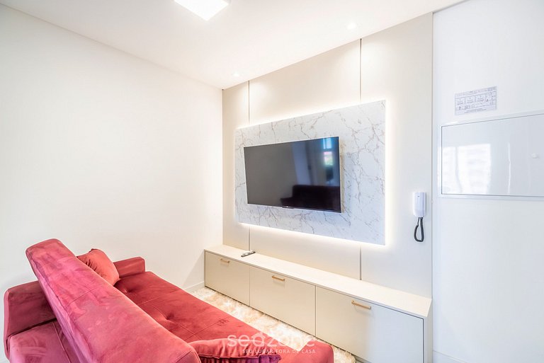 Apartamento com vista para o mar, condomínio a 280 metros da