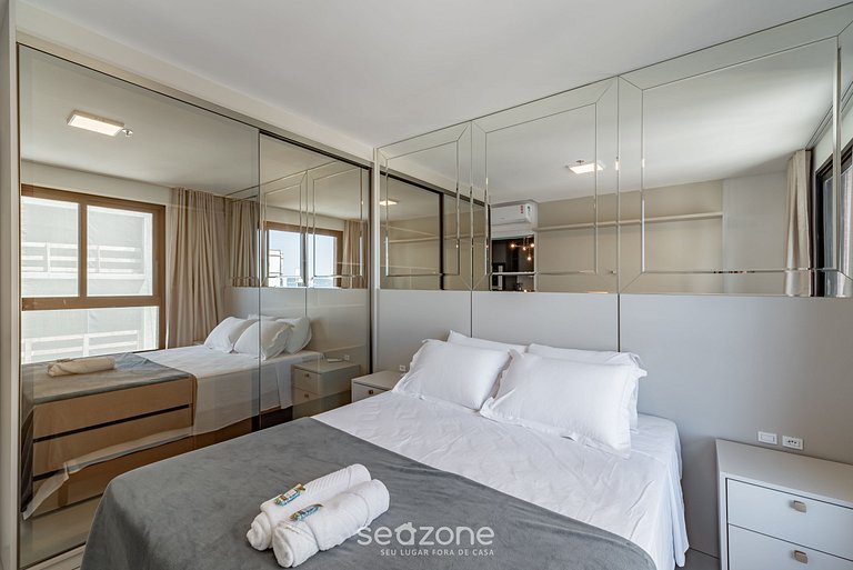 Apto 2Q c/ piscina vista mar 280m da praia MHF0902