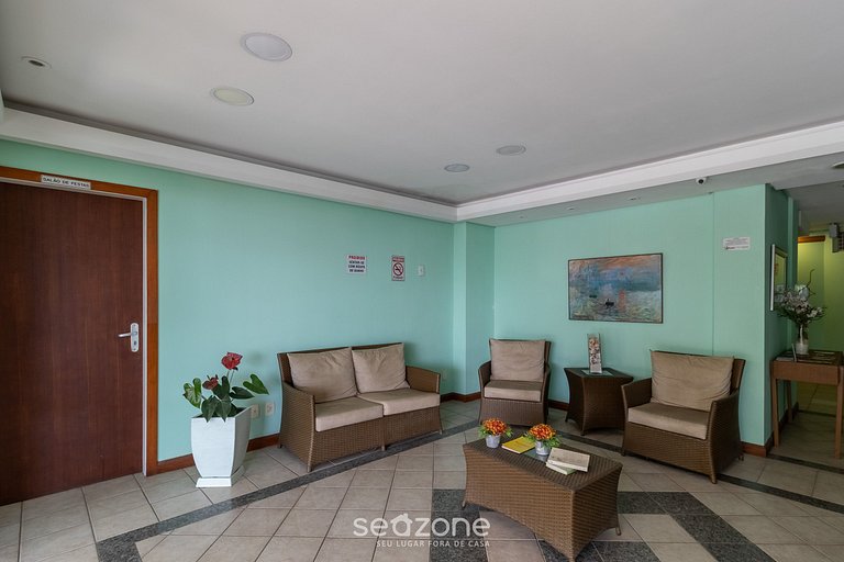 Apto c/ churrasqueira a 60m da praia SMB0307