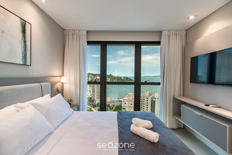 Apartamento com vista para o mar, condomínio a 280 metros da