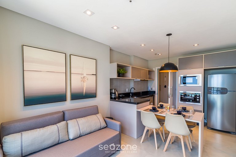 Apartamento com vista para o mar, condomínio a 280 metros da