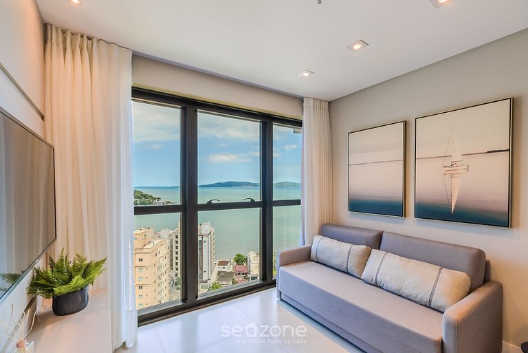 Apartamento com vista para o mar, condomínio a 280 metros da