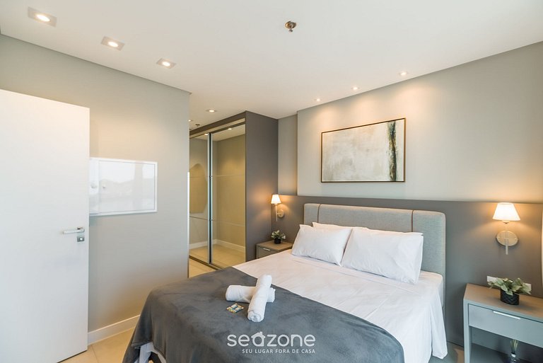Apartamento com vista para o mar, condomínio a 280 metros da