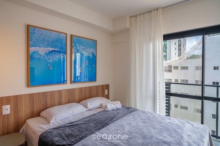 Estudio moderno c/ piscina a 450m de playa PRV1003