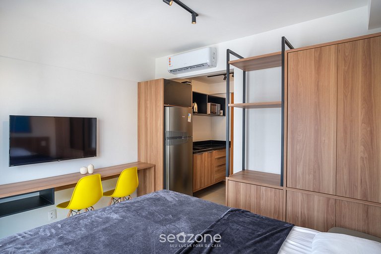 Estudio moderno c/ piscina a 450m de playa PRV1003