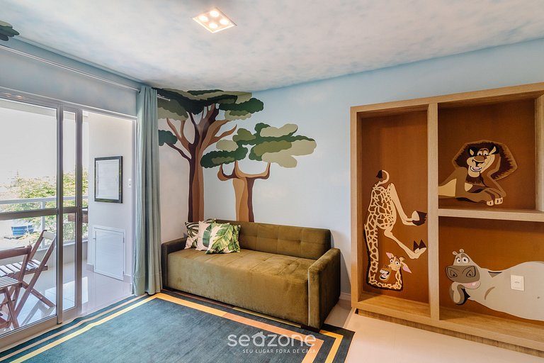 Apto temático de animais a 600m da Praia OBP0303