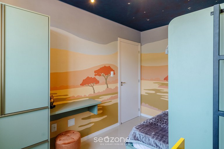 Apto temático de animais a 600m da Praia OBP0303