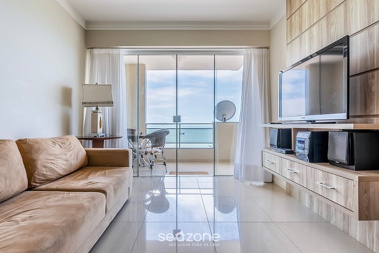 Aconchegante apto com varanda vista mar CET1702