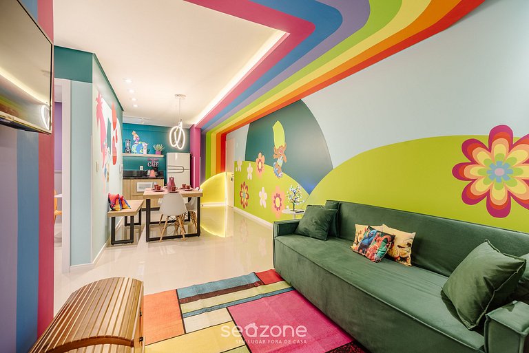 Ap temático de 2 hab Arcoíris c/ barbacoa OBP0301