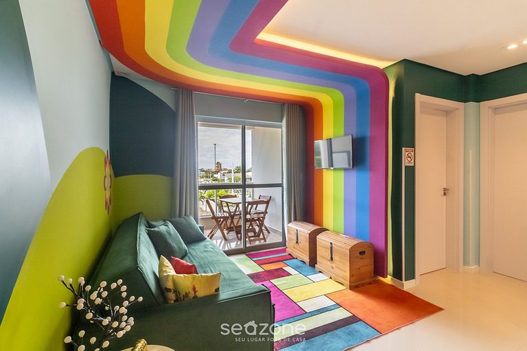 Ap temático de 2 hab Arcoíris c/ barbacoa OBP0301