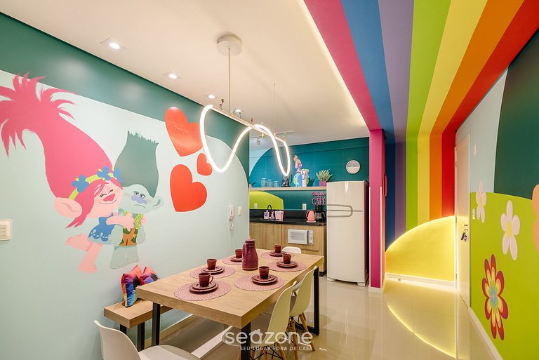 Ap temático de 2 hab Arcoíris c/ barbacoa OBP0301