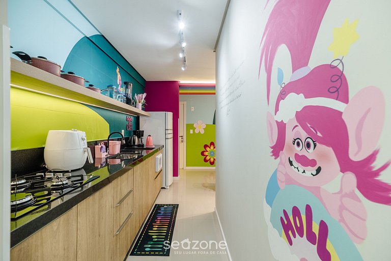 Ap temático de 2 hab Arcoíris c/ barbacoa OBP0301