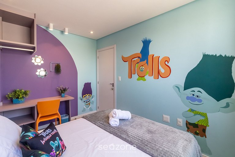 Ap temático de 2 hab Arcoíris c/ barbacoa OBP0301