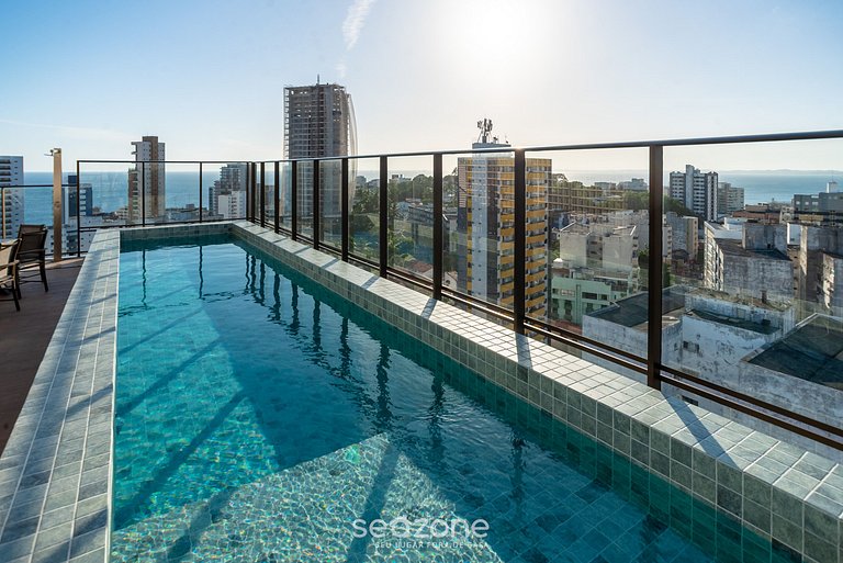 Estúdio c/ lazer na Barra, 750m da praia EUB0902