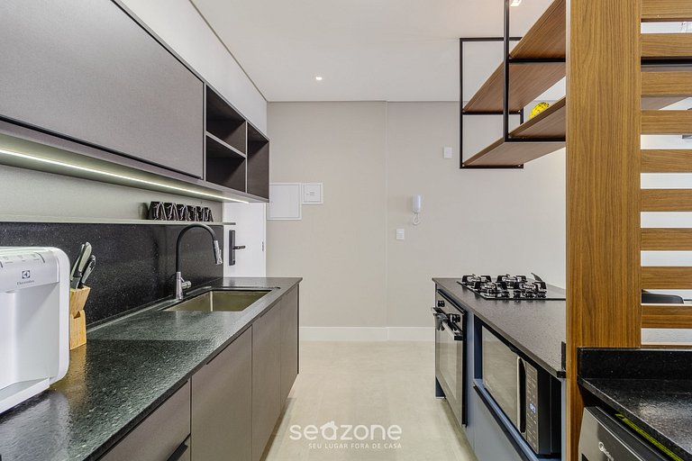 Apto charmoso a 210m da Praia de Jurere PSJ0304