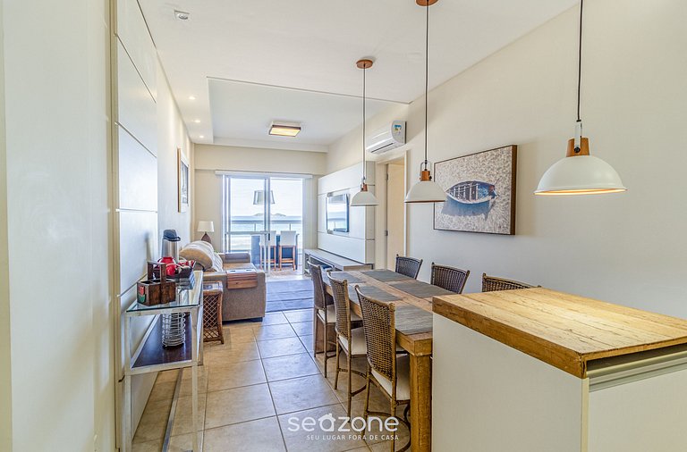 Apartamento Pé na Areia con barbacoa EAR0411