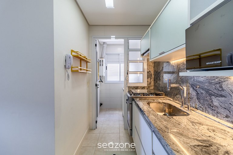 Apartamento Pé na Areia con barbacoa EAR0411