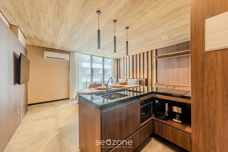 Estúdio na Orla com Vista Lateral p/ Mar NWT1103