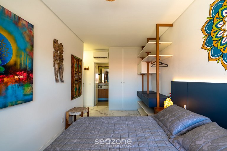 Lindo Apto Zen Pé na Areia com Jacuzzi em IBC0205