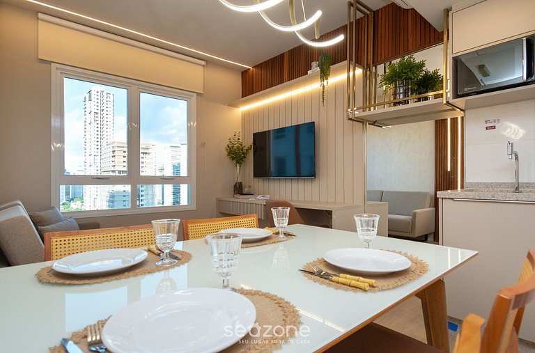 Apto 1H, cond. c/ gimnasio Setor Marista - BLS1355