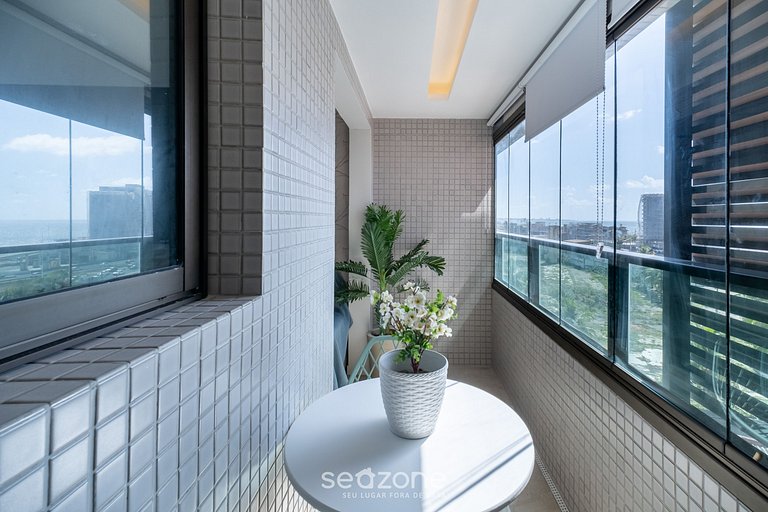 Apto Vista Mar em prédio c/ piscina e acad SOA0510