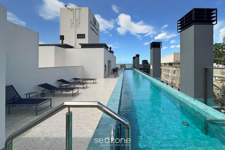 Varanda com vista mar a 230m da praia! PRB0405