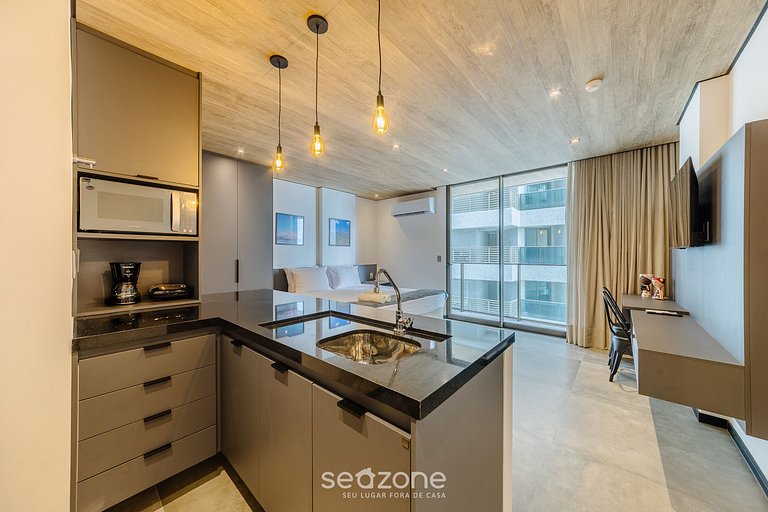 Agradable estudio c/ vista lateral mar - NWT0604