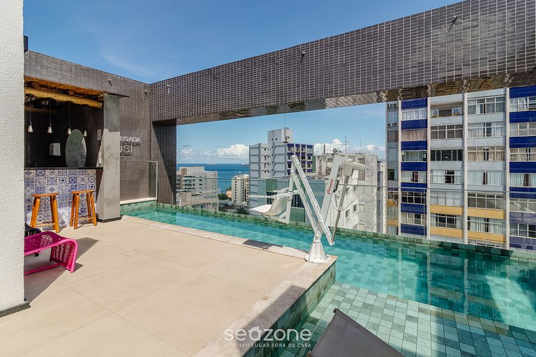 Estudio moderno c/ piscina a 450m de playa PRV1003