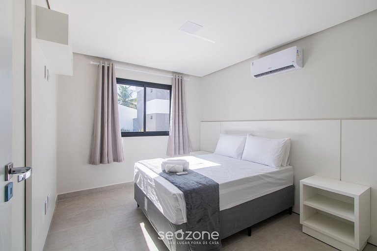 Apto em Condo. c/ Churrasq. 700m da Praia NVM0009